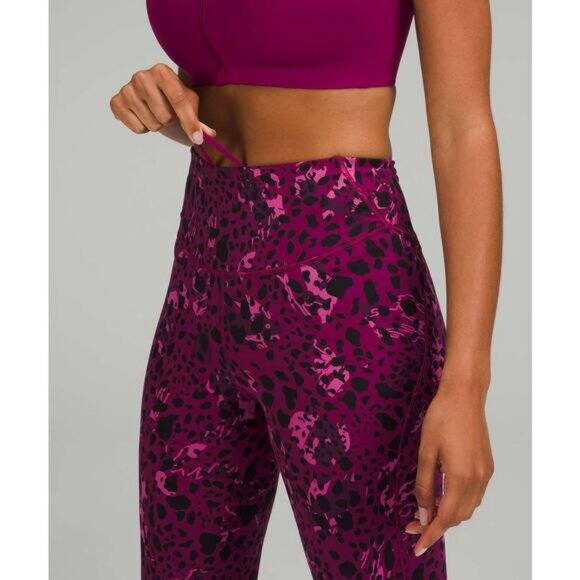 LULULEMON Base Pace High-Rise Crop 23" 14 Cheetah Camo Magenta Purple Multi - Picture 3 of 9